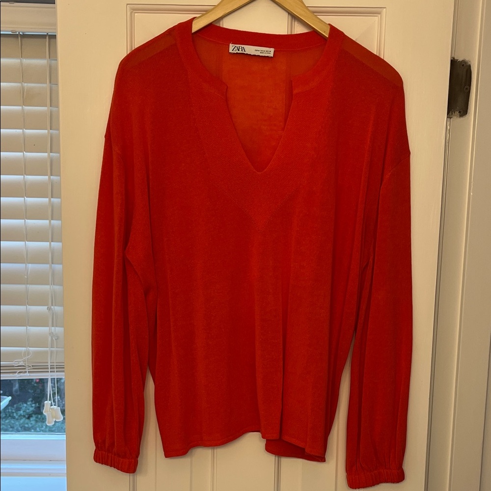 Zara Vibrant Red Knit Top